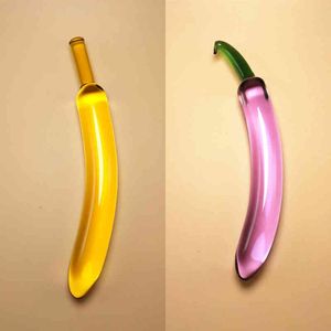 Nxy anal leksaker glas banan dildo artificiell penis aubergine dildos för kvinnor frukt grönsak kvinnlig onani anal plug gurka sex leksak