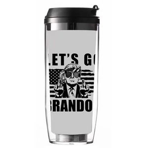 Let's Go Brandon Tumblers Double-layer Fashion Plastic Cup Portable FJB Water Cups Mug Trump Biden style sea shipping WHT0228