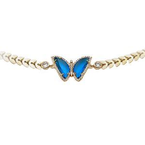 Women's Gold Plated Ladies Simple Glass Zircon Accessories Color Butterfly Necklace Female Jewelry on Sale