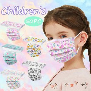 Decorações de Natal 50 pcs Kids Face Mask Descartável 3 Ply Safety 4-12 Crianças Futebol Futebol Esporte Impressão Mascarillas Ninos