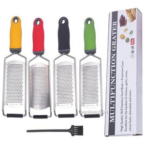 Kitchen Tools Handheld Fine Zester Grater Cheese Graters With Razor Sharp Stainless Steel Blade Protective Cover & Cleaning Brush For Lemon/Parmesan/Chocolate