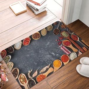 Carpets Assorted Spices On The Wooden Spoons Doormat Bathroom Welcome Soft Entrance Home Carpet Decoration Floor Rug Door Mat Area Rugs