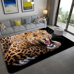 3D leopardo padrão grandes tapetes para sala de estar luxo tapetes animais quarto macio esponja banheiro casa de banho piso tapete de tapete 210626