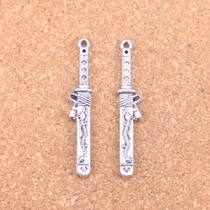 52pcs Antique Silver Bronze Plated samurai sword in sheath Charms Pendant DIY Necklace Bracelet Bangle Findings 44*8mm