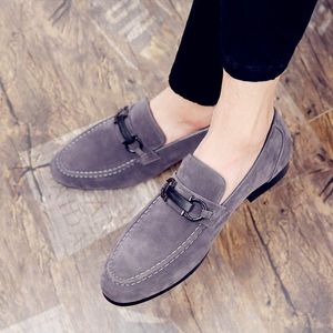 High Quality Men Wedding shoes Nubuck leather metal button Casual Prom Quinceanera loafers Flat Footwear