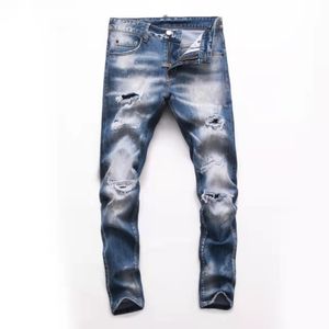 hip-hop high street fashion jeans retro torn fold stitching men's designer motorcycle riding slim pants size 28~38.
