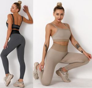 Tracksuits Designer Yoga Wear Womens Dräkt Gym Outfits Sportkläder Fitness Justera Pant Leggings Workout Set Tech Fleece Kvinna Sexig Ny Stil Tjejer Aktiv Sats Crop Top