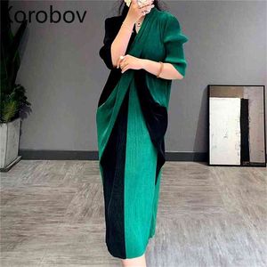 Korobov Koreanische Süße Chic Kleid Frühling Sommer Neue Kleider Vintage Hit Farbe Patchwork Weibliche A-Line Vestidos Femme 210430