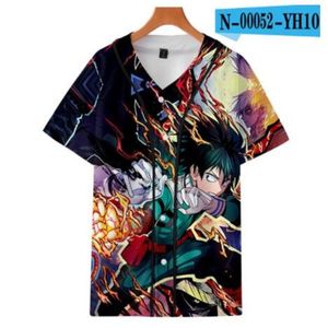 Sommar mode män jersey röd vit gul multi 3d tryck kort ärm hip hop lös tee shirts baseball t-shirt cosplay kostym 074