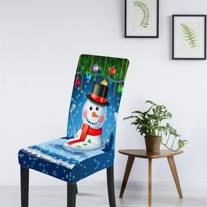 Wholesale snowman chair covers resale online - Christmas Chair Cover Cute Santa Snowman Print Decorative Seat Mat For El Dining Room Party Banquet Covers