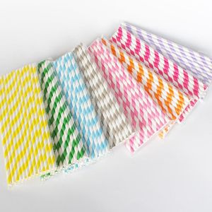 Wholesale yellow straws party for sale - Group buy Disposable Dinnerware Creative Colored Paper Straws Stripes Pink Blue Yellow Drinking Wedding Party Supplies