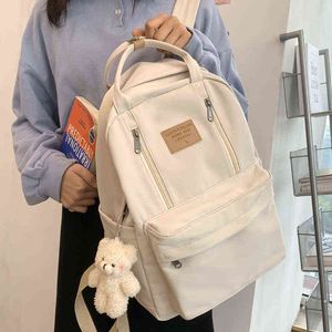 Rucksack Stil Bagjulyccino Multifunktionale Doppelreißverschluss Frauen Teenager Mädchen Laptop Student Umhängetasche Koreanische Schule 220723