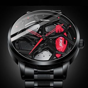 Wristwatches Real 3D Sport Car Wheel Rim Watch Moda Unikalny Niestandardowy Zegarek Mężczyźni Wodoodporna RS8 Quartz Relogio Masculino