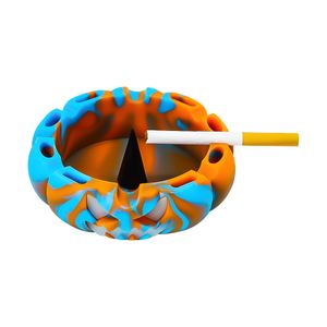 Raucherzubehör, DAB-Ölplattformen, Tabakwerkzeuge, bunt, SP301, Kürbiskopf-Silikon-Aschenbecher für trockene Kräuter, 150 g Gewicht, leuchtet im Dunkeln