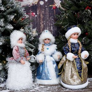 Balde de doces de abxmas com rússia música pelúcia Papai Noel boneca Navidad ano ornamentos decoração de Natal presentes para crianças menina 211018