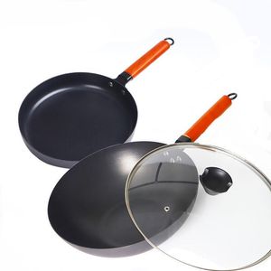 Pannen Wok Non-Stick Pot 20 / 26cm Friture Pan Smokeless Cast Iron Skillet Induction Cookware Kitchen