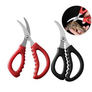 Aço inoxidável Sharp Seafood Shears Seafoods Shells Scissor Lagosta Peixe De Camarão Tesoura Tesoura Cozinha Shear Tools SN2103