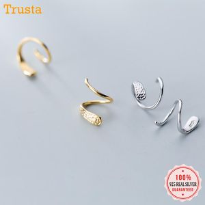 Stud Trustdavis 100% 925 Sterling Silver Snakelike Ear Bones Ring Buckle Ring bem embalado Mini Brincos duplos DA266