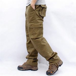 Macacão homens calças de carga casual multi bolsos militares de trabalho militar calças pantalon hombre streetwear calças retas do exército 44 210714
