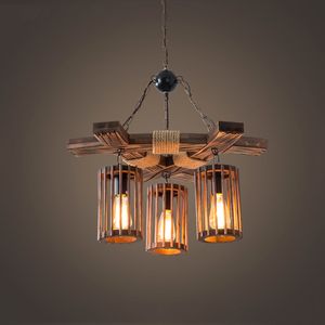 Industrial retro hemp rope chandelier Lamps bar restaurant barber salon pot clothing store pendant lamp wood light droplight