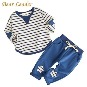 Kid set primavera estilo de moda desenhos animados conjuntos de bebê longo camisa de manga longa + calça jeans 2ps meninos roupas crianças 1-4Y 210429