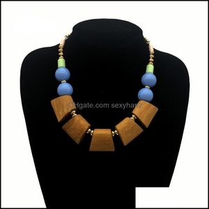 Other Necklaces & Pendants Jewelrysimple Wood Creative Personality Item Jewelry Acrylic Round Beads Short Aessories Necklace Women Drop Deli