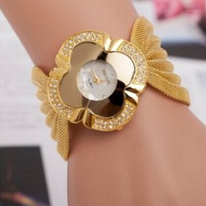 Wristwatches Lady Diamond Armband Klocka Fabulous Mirror Luxury Quartz Drop A4