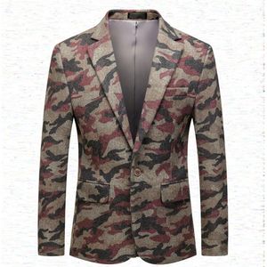 Camouflage Fango Materiale Graffiti Giacca da uomo Casual Cotone Corea del Sud Slim M-6XL Abiti Blazer