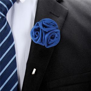 Handgjord tyg Rose Brosch Pins Art Fabric Flower Shirt Badge Broscher Corsage för Groom Bröllopsfest Smycken Tillbehör