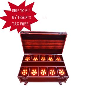 SHIP BY TRAIN TO EU 6X18W Battery Powered Wirelsss DJ Smart Phone Control LED Uplight Stage LED Par Lighting For Wedding with 10in1 Charging Flight Case TAX FREE