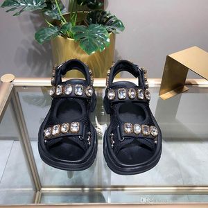 Platform Luxury designer sandals 2022 all-match casual Designers Women Sliders crystal High Heels diamond glitter gemstone buckle thick-soled Roman shoes