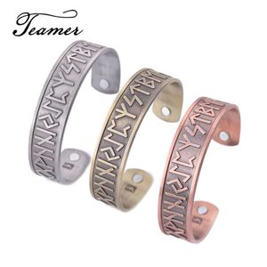 Teamer Magnetic Bangles Vintage Ethnic Viking Norse Runes Stainless Steel Bangle Health Care Jewelry For Men