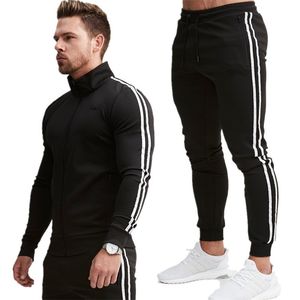 Yaka Saf Renk Şerit Kış Erkekler Eğlence Spor Takım Elbise Eğlence Spor Ceket Fermuar Jogging Suits Özelleştirilebilir Desen 210722
