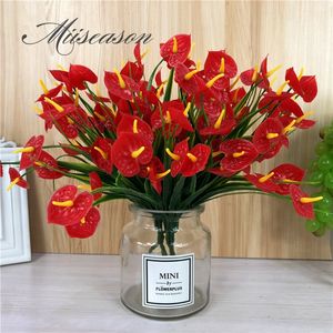 Artificial Anthurium green potted water grass anthurium flowers 7 fork indoor green plants balcony office desktop bonsai set