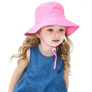 Kinder Baby Jungen Mädchen Sonnenhüte Kleinkind Sommer Schützende Breite Krempe Eimer Hut Outdoor Spielen Druck