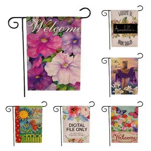 Farfalla fiore Giardino Bandiera lino Cortile bandiera di benvenuto stampa fronte-retro casa Outdoor Ringraziamento Banner Bandiere 9 stile T2I51971