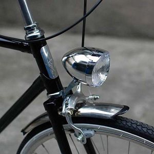 Hållbar LED Metal Chrome Retro Bike Bicycle Front Fog Light Head Lamp Cycling Accessories