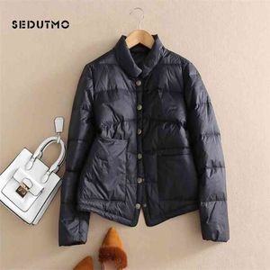 Sedutmo Vinter Duck Down Coat Women Ultra Light Short Oversize Tunna Jackor Höst Casual Slim Puffer Jacket Parkas ED1103 210923