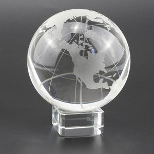 Nyhetsposter K9 Crystal Glass Earth Modell POGRAY LENS BALL CREATIVE XMAS Present Hem Office Dekoration Sphere 80mm Globe med stativbas