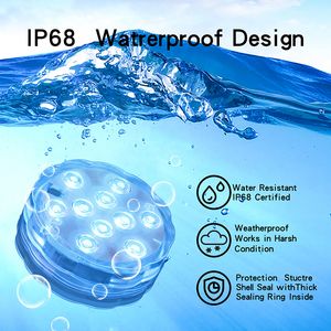 Lampada sommergibile RGB per feste a LED IP65 Luce alimentata a batteria Luci subacquee per piscina cambianti multicolori con telecomando per matrimonio 2022