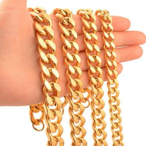 Wholesale stainless steel gold cuban resale online - Pendant Necklaces Tisnium Punk Stainless Steel Necklace For Men Women Curb Cuban Link Chain Chokers Vintage Gold Tone Solid Metal Accessorie