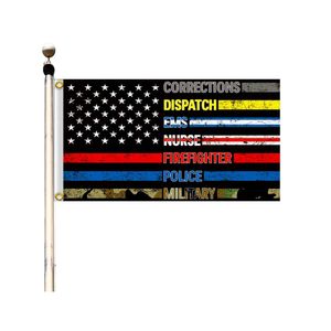 No One Fights Alone Blue Line 3x5ft Flags Outdoor Indoor Decoration Banners 100D Polyester 150x90cm High Quality Vivid Color With Two Brass Grommets