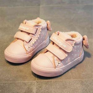 Babaya New Carino Bow Princess Baby Casual Plus Velvet Winter Shoes Girls Boots 210326