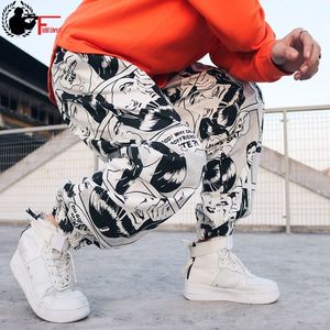Хип-хоп Harem брюки мужские мешковатые графические печати Joggers мода хлопчатобумажные свободные уличные брюки мужские гипсоп танцульки капля промежность 210518