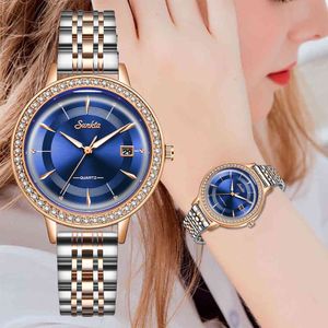 Reloj Mujer Sunkta Fashion Women Relógios Blue Senhoras Pulseira Relógios Criativo Quartz Waterproof Watches para Mulheres 210517