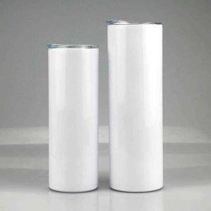 Sublimation Straight Tumbler 20oz Stainless steel blank white cup with lid Cylinder bottle free fast sea shipping DAP148