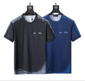 Koszulki dla mężczyzn bawełniana koszulka okrągła szyja podwójna nici wiosna lato 22ss litery wysokiej ulicy luźny trend z krótkim rękawem odzież męska # 011