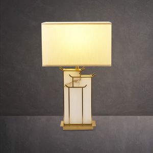 새로운 중국 스타일 대리석 구리 테이블 램프 포스트 - 모던 크리 에이 티브 디자인 침실 침대 옆 장식