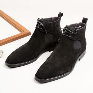 الأزياء الأسود / البني منصة رجل اللباس الأحذية جلد طبيعي الأحذية الذكور الكاحل الأحذية