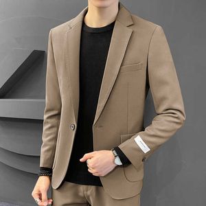 Män Blazers British Style Solid Color Blazer Masculino Bröllop Business Casual Suit Jacket Streetwear Social Dress Coat 210527